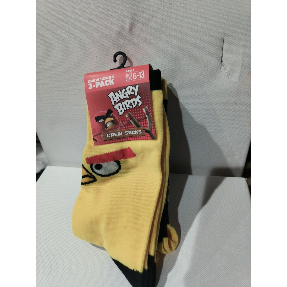 Angry Birds Polyester Crew Socks Size 6–13 Pack Of 3 New
